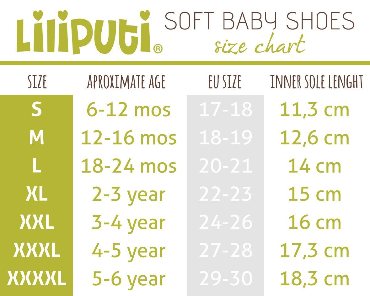 Tiny Baby Soles Size Chart
